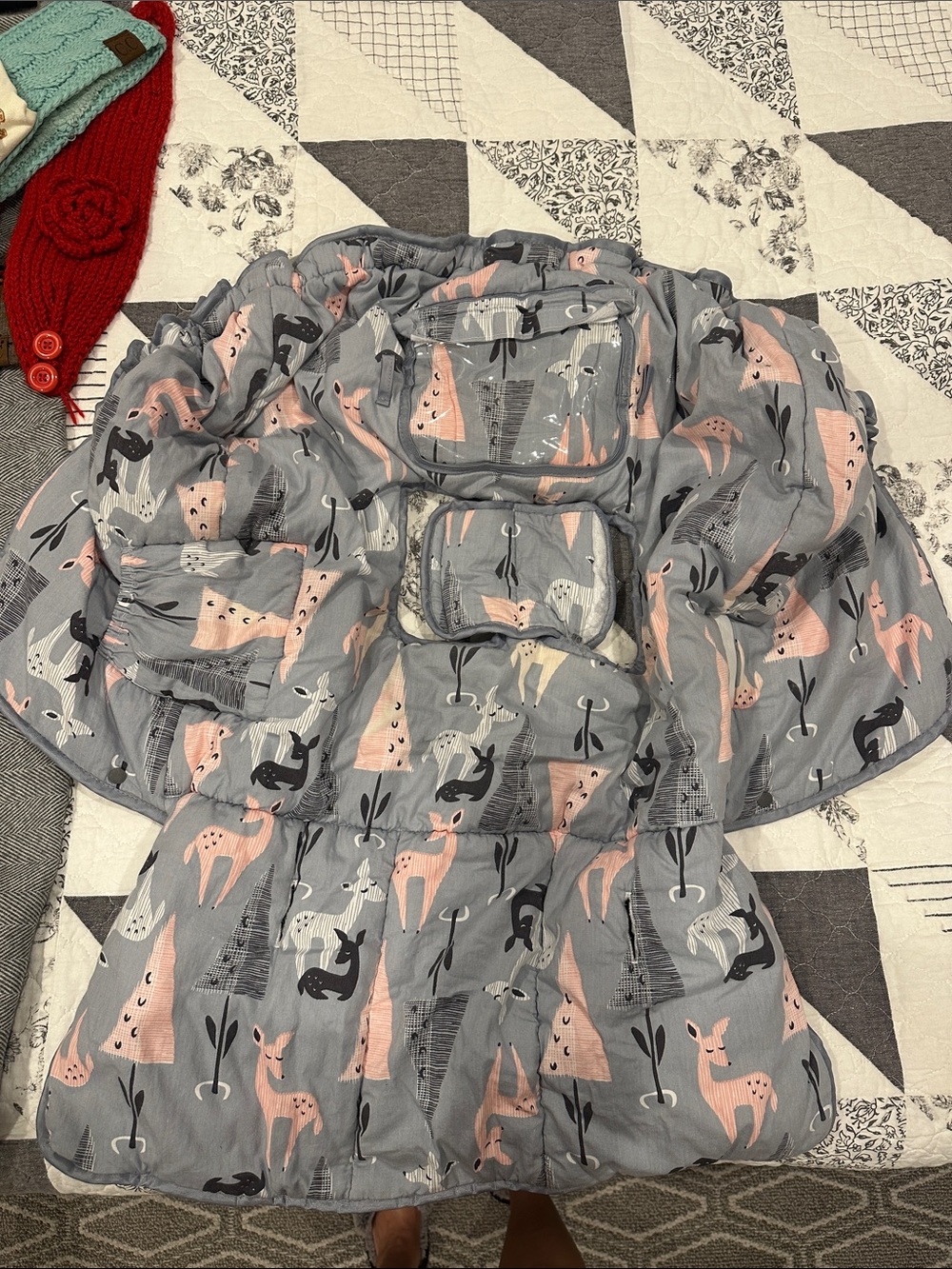 Gray Fox Print Baby Shopping Cart Cover